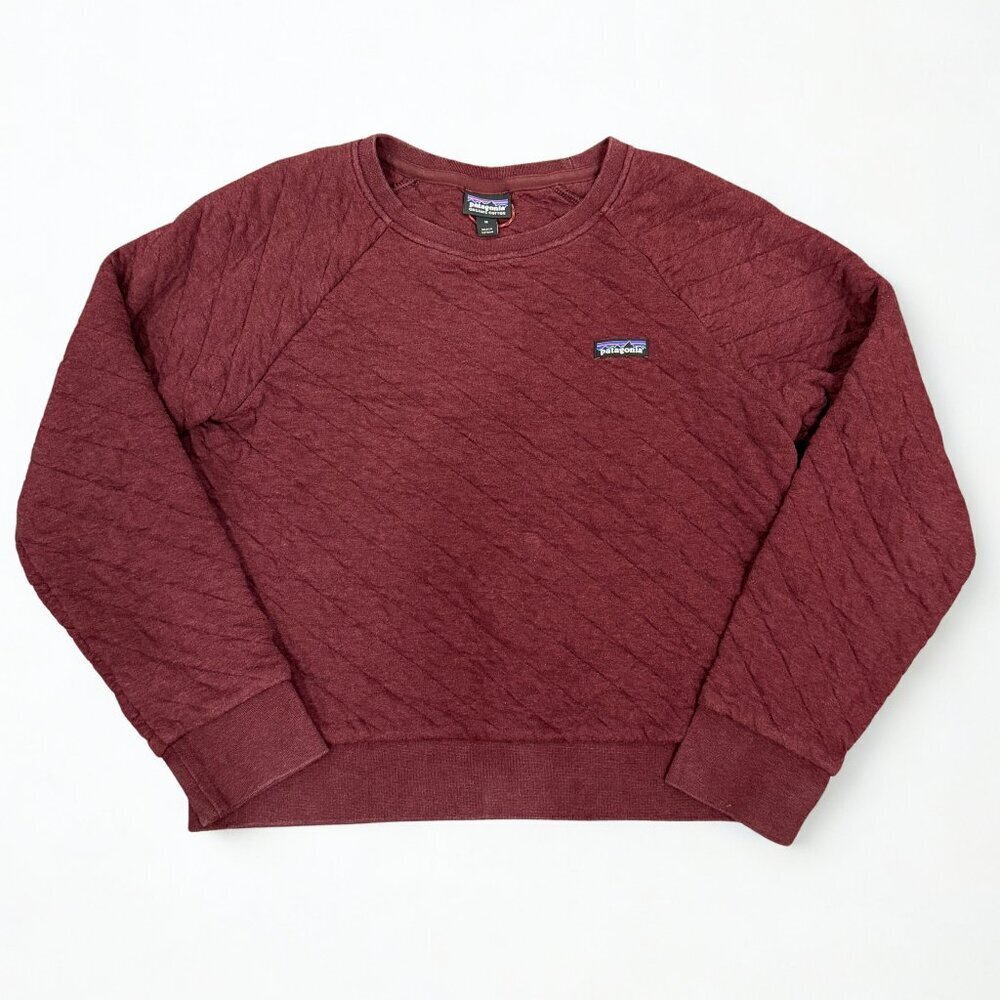 Patagonia Quilted Knit Crewneck Pullover Sweatshirt Burgundy Red Size M